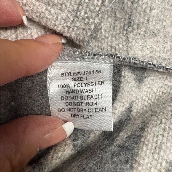 Veveret Jacket Womens Size Large Gray Pink Aztec Raw Edge Cropped Long Sleeve - Picture 6 of 8